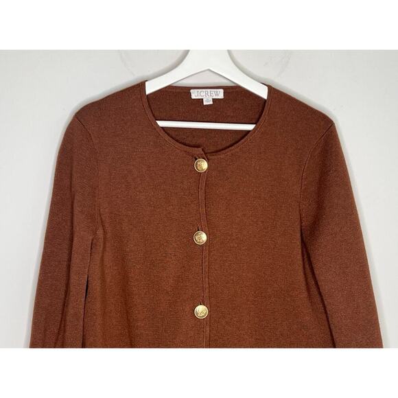 J. Crew Giselle Long Sleeve V-Neck Button-Front Sweater-Blazer Heather Walnut XS - Picture 4 of 12